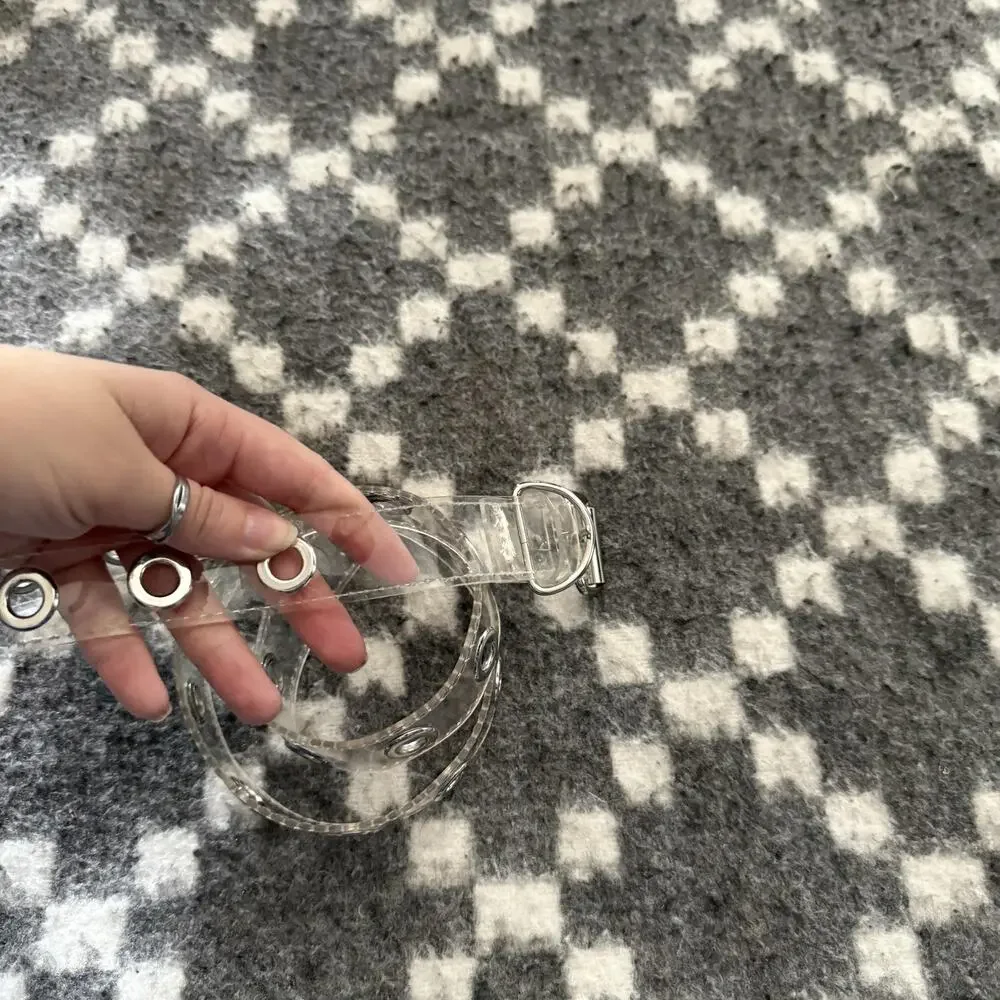 Y2k Clear Grommet‎ Belt Silver Buckle Adjustable Transparent Punk Fashion